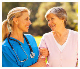 caregiver and senior smiling